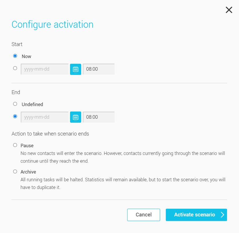 Configure activation