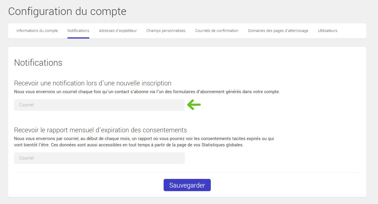 Recevoir une notification lors d'une nouvelle inscription