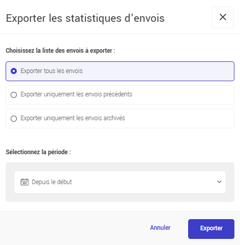 Exporter les statistiques d'envois